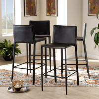 Baxton Studio BA-4-Brown-BS Malcom Modern and Contemporary Brown Faux Leather Upholstered 4-Piece Bar Stool